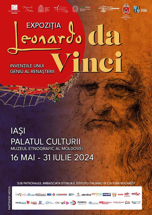 Complexul Muzeal Național „Moldova” Iași va găzdui, în perioada 16 mai - 31 iulie 2024, expoziția „Leonardo da Vinci – Invențiile unui geniu al Renașterii”,